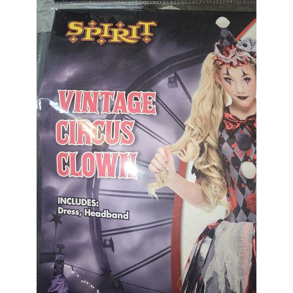 Girls Vintage Circus Clown Halloween Costume Spirit Child Size Medium 8-10 NEW - Picture 3 of 11
